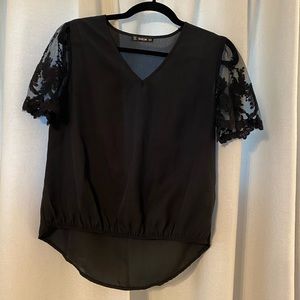 Black Lace Sleeve Top